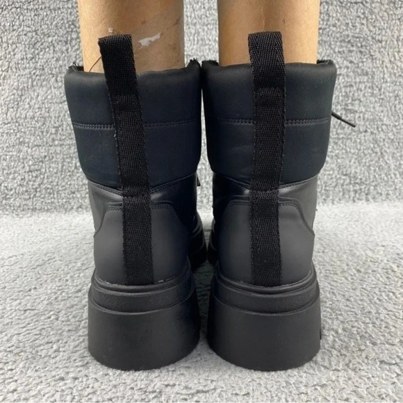 ZARA CHUNKY Ankle Womens‎ 9 Boots Black Combat Shoes Lace Up Platform Wedge - Picture 6 of 16